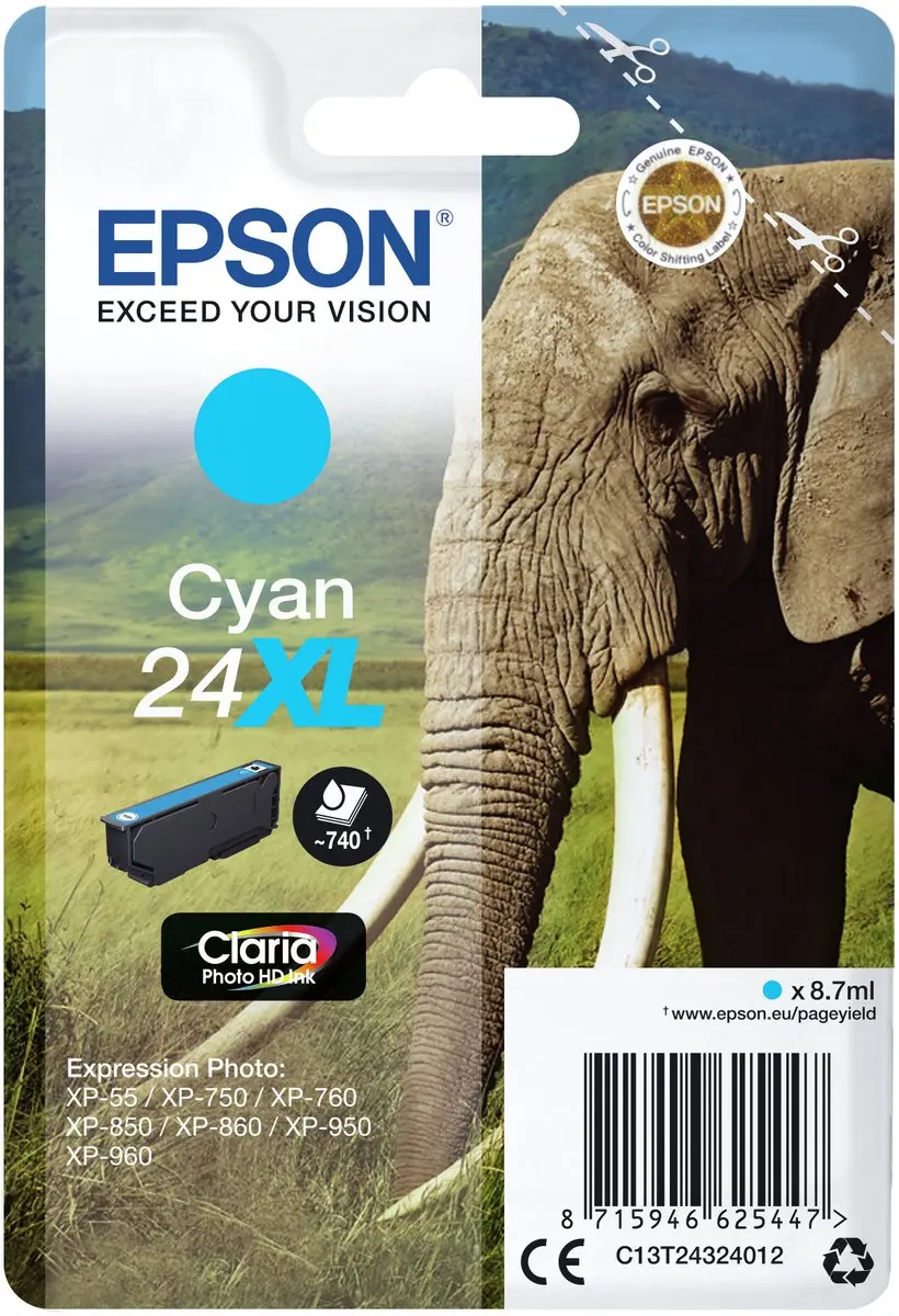 Epson C13T24324010 Cyan XL Cartridge - 740 Pagina's