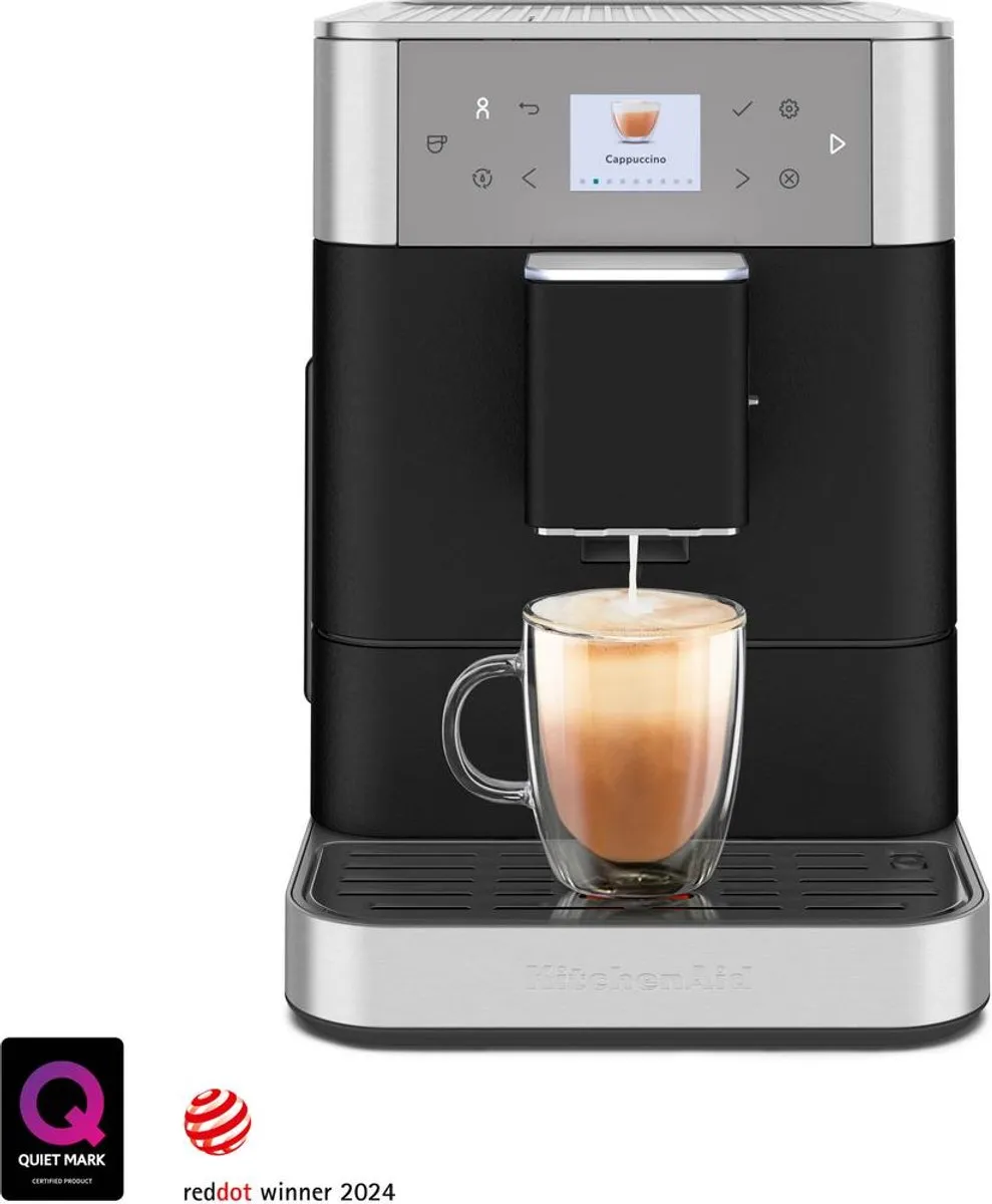 KitchenAid Volautomatische Espressomachine KF6 - koffiemachine met 15 receptopties en automatische melkopschuimer - Vulkaanzwart
