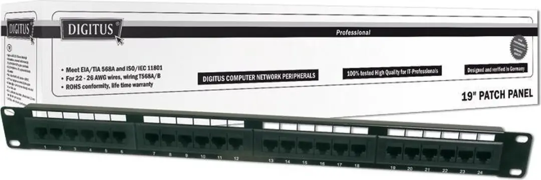 DN-91524U CAT 5e Patchpaneel 24-Ports - Onbekleed - Grijs