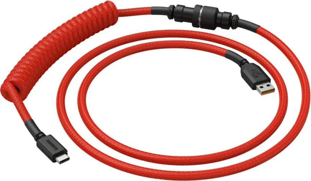 Glorious PC Gaming Race Coiled Kabel USB-C naar USB-A - Rood/Zwart