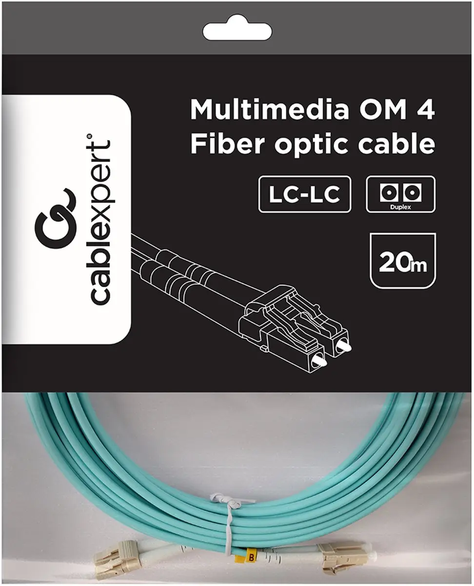 Cablexpert OM4 Glasvezelkabel LC/LC 20m - Aqua