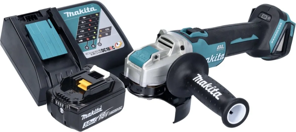 Makita DGA 521 RF1X1 Haakse Slijper 18V 125mm X-LOCK Brushless - 3,0Ah