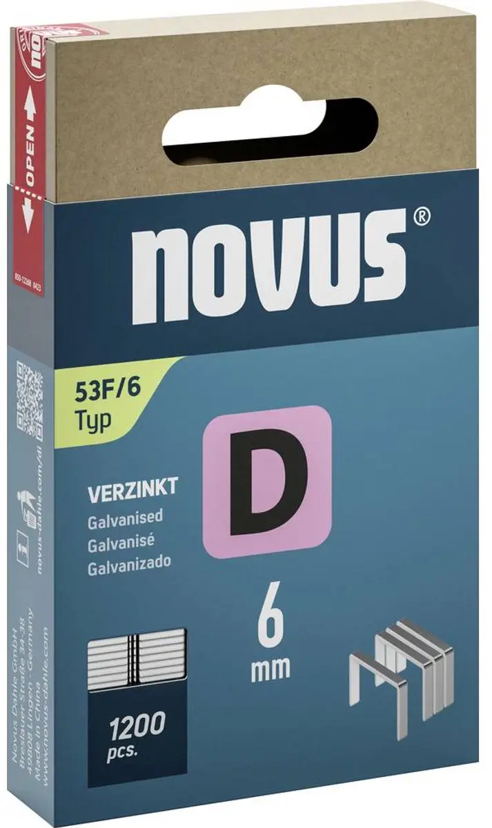 Novus D 53F/6mm Nietjes 6mm - 1200 Stuks