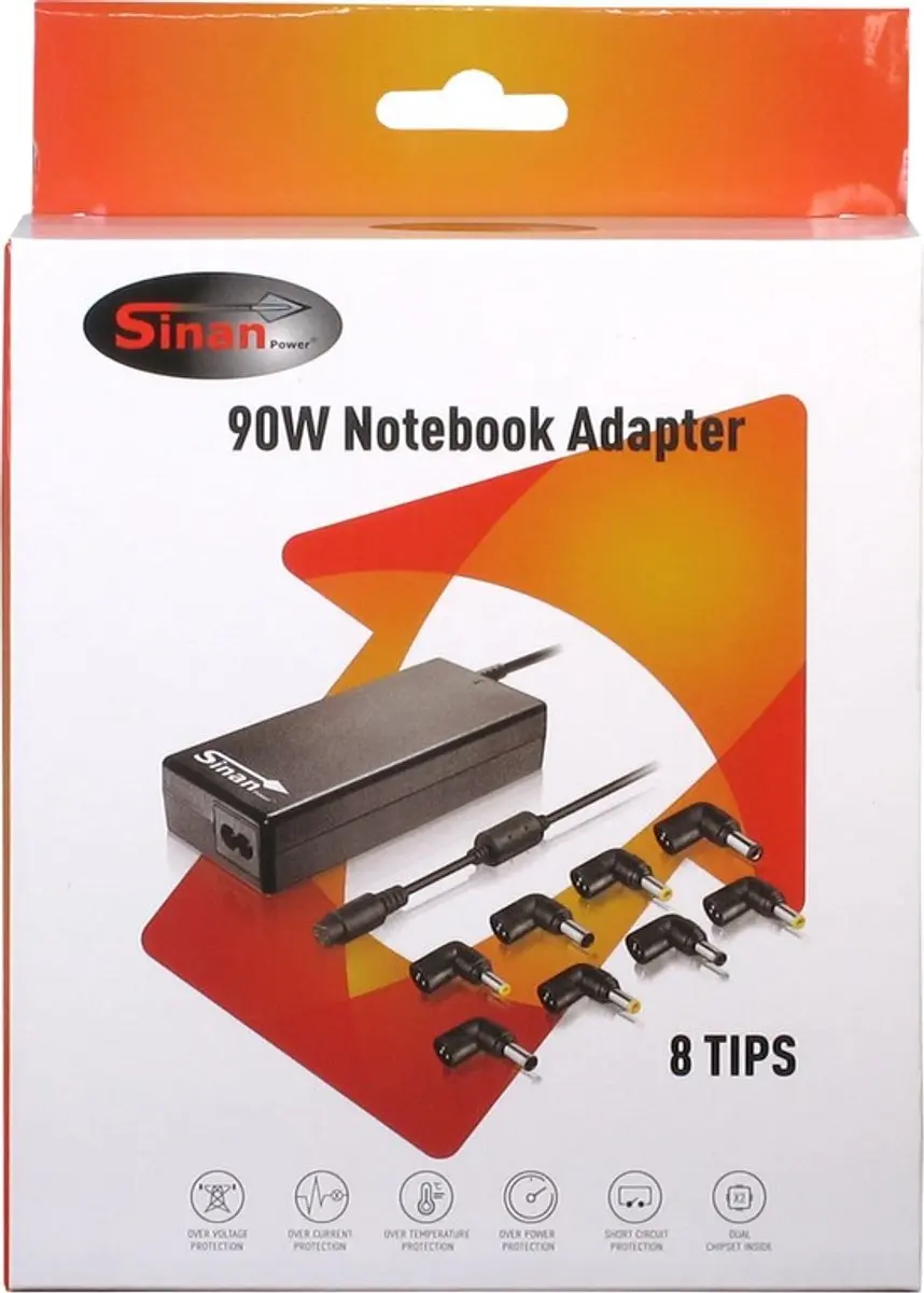 Inter-Tech UB-90HB Universele Notebookadapter 90W - Zwart