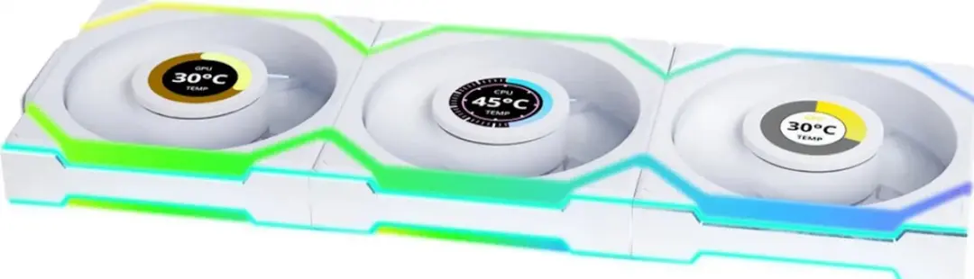 Lian Li UNI FAN SL Wireless LCD Reverse Blade 120mm - 3 Stuks - Wit