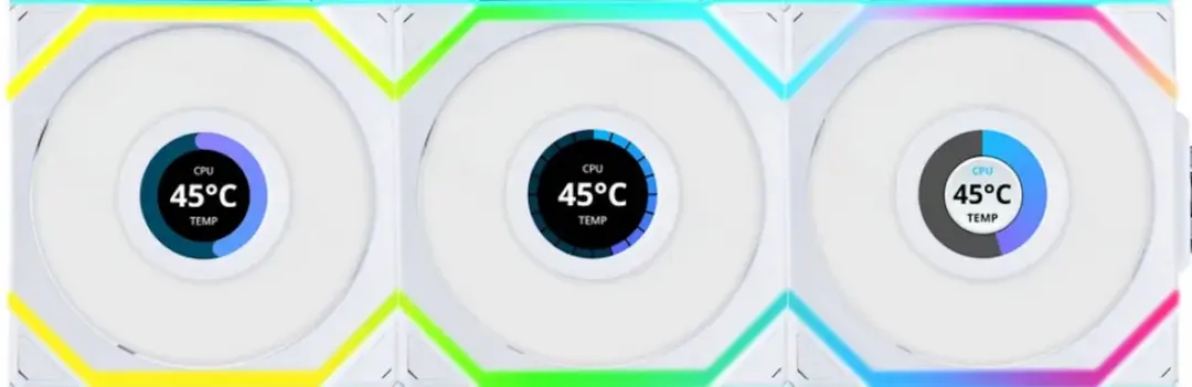 Lian Li UNI FAN SL Wireless LCD Reverse Blade 120mm - 3 Stuks - Wit