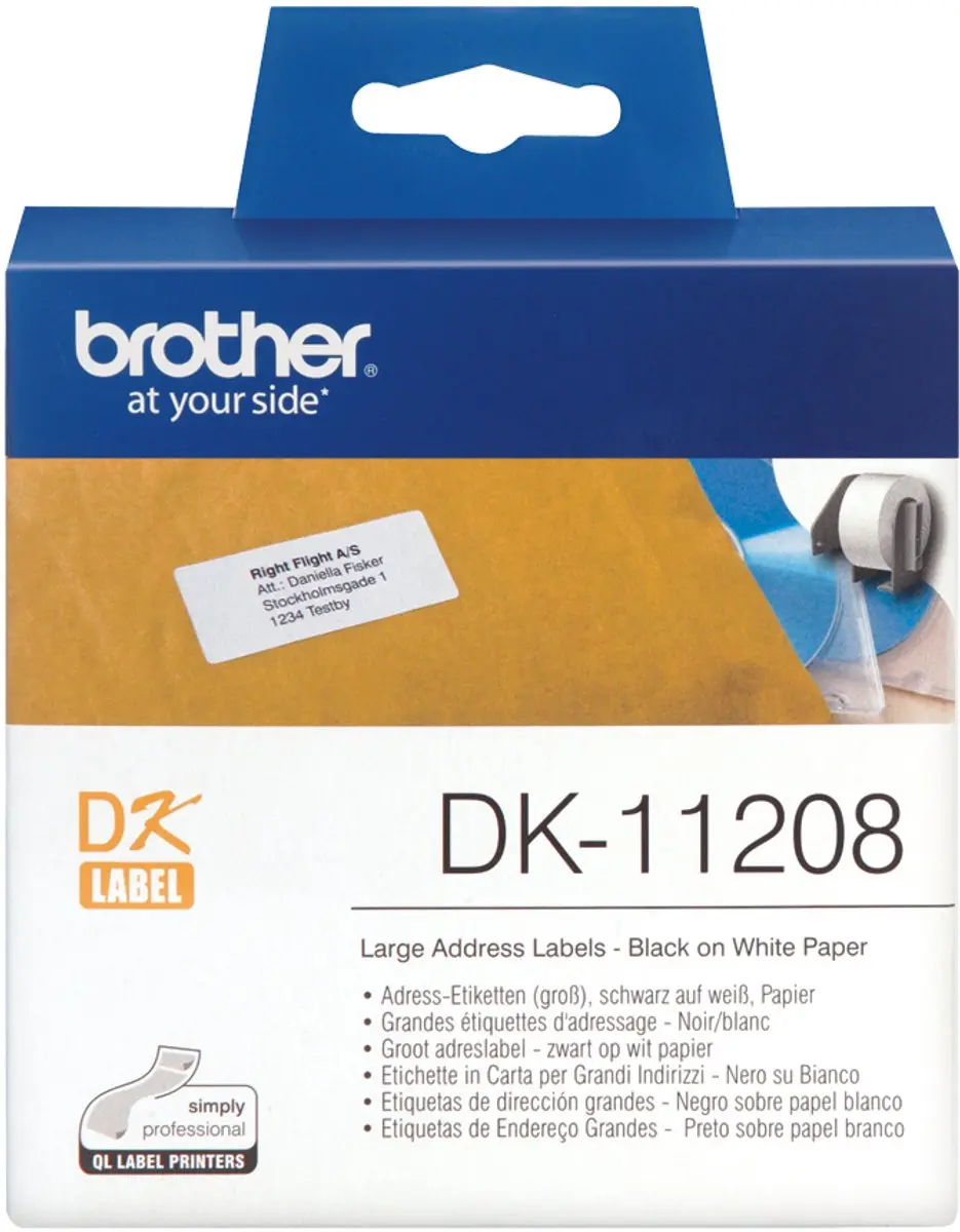 Brother DK11208 Adreslabels 38x90mm Wit