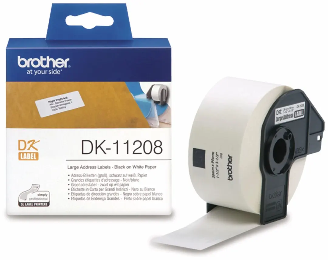 Brother DK11208 Adreslabels 38x90mm Wit