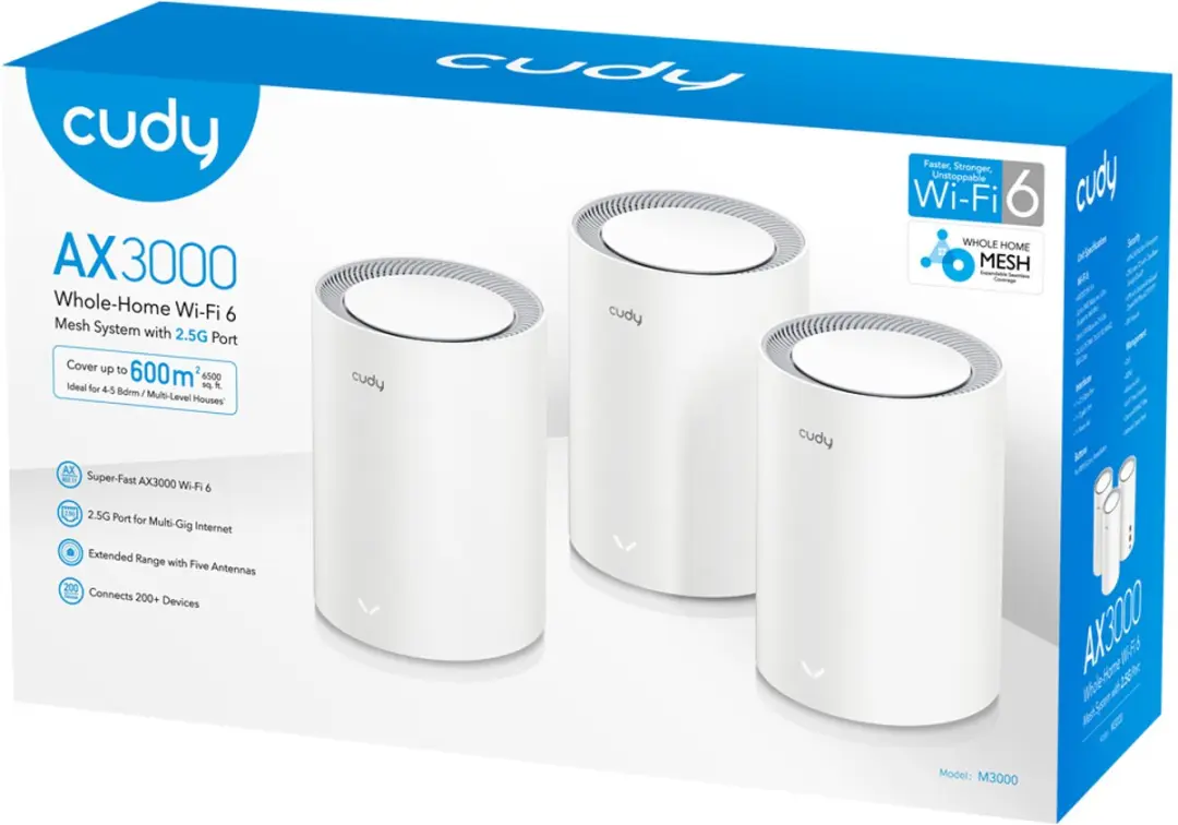 Cudy M3000 AX3000 Wi-Fi 6 Mesh Systeem 3-Pack - Wit