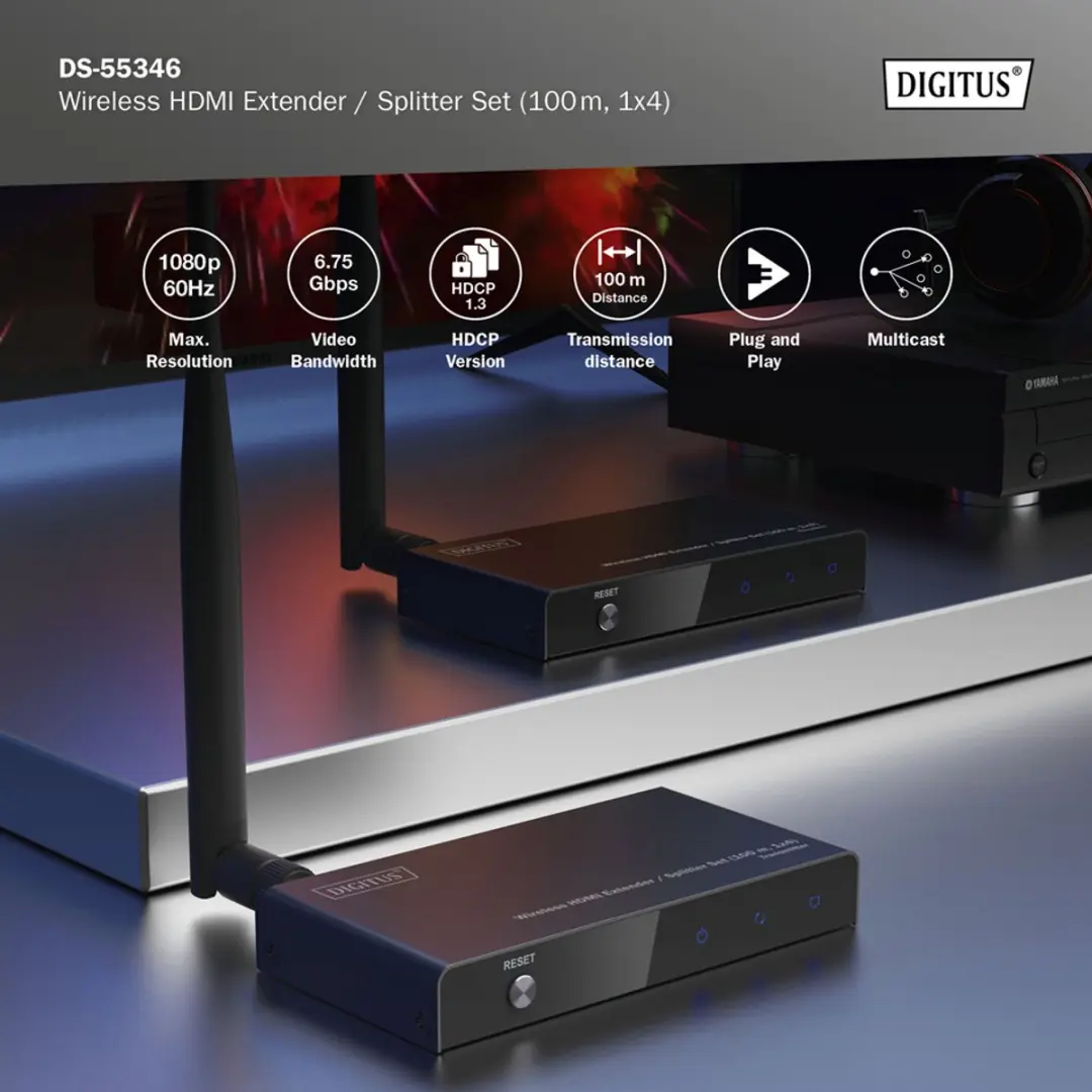Digitus DS-55346 AV Extender - Zwart