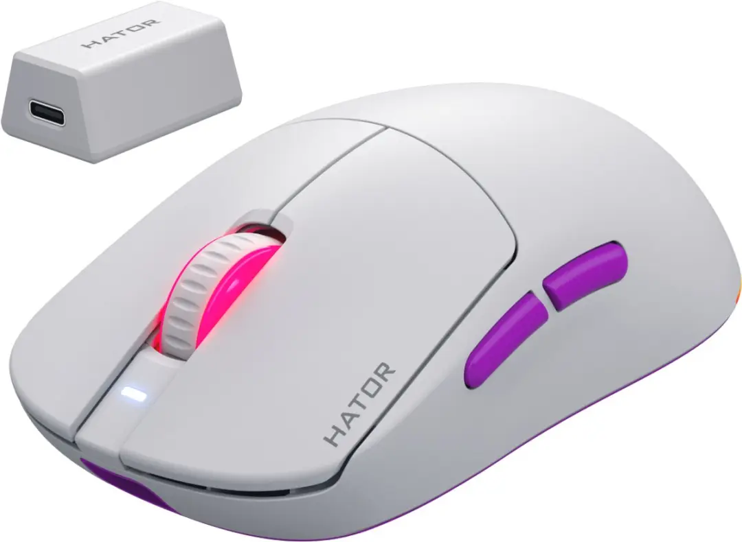 HATOR Quasar 3 Ultra 8K HTM771 Gaming Muis - Wit/Violet - afbeelding 6 van 6