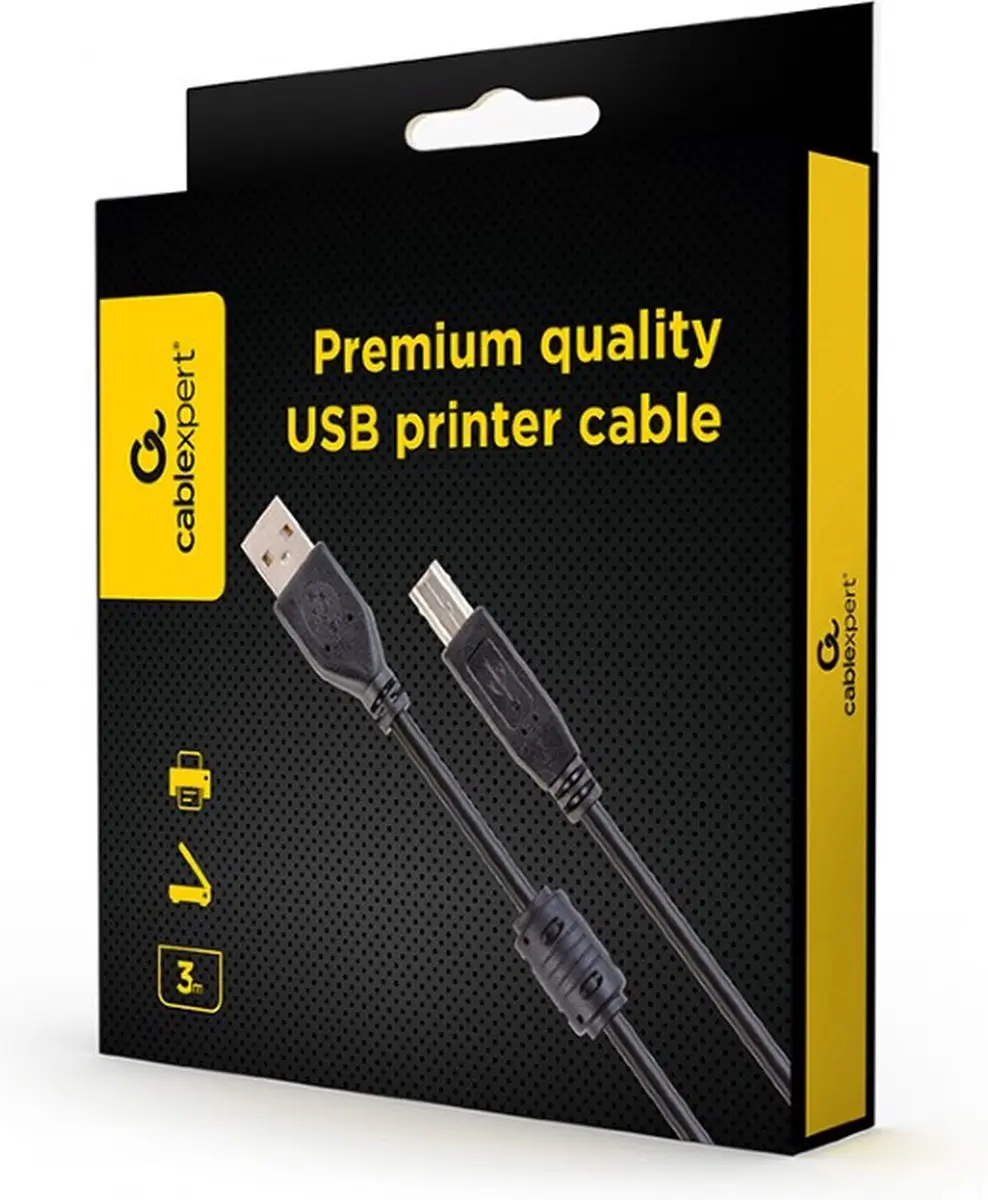 Cablexpert USB-A naar USB-B Kabel 3m - Ferrietkern - USB 2.0