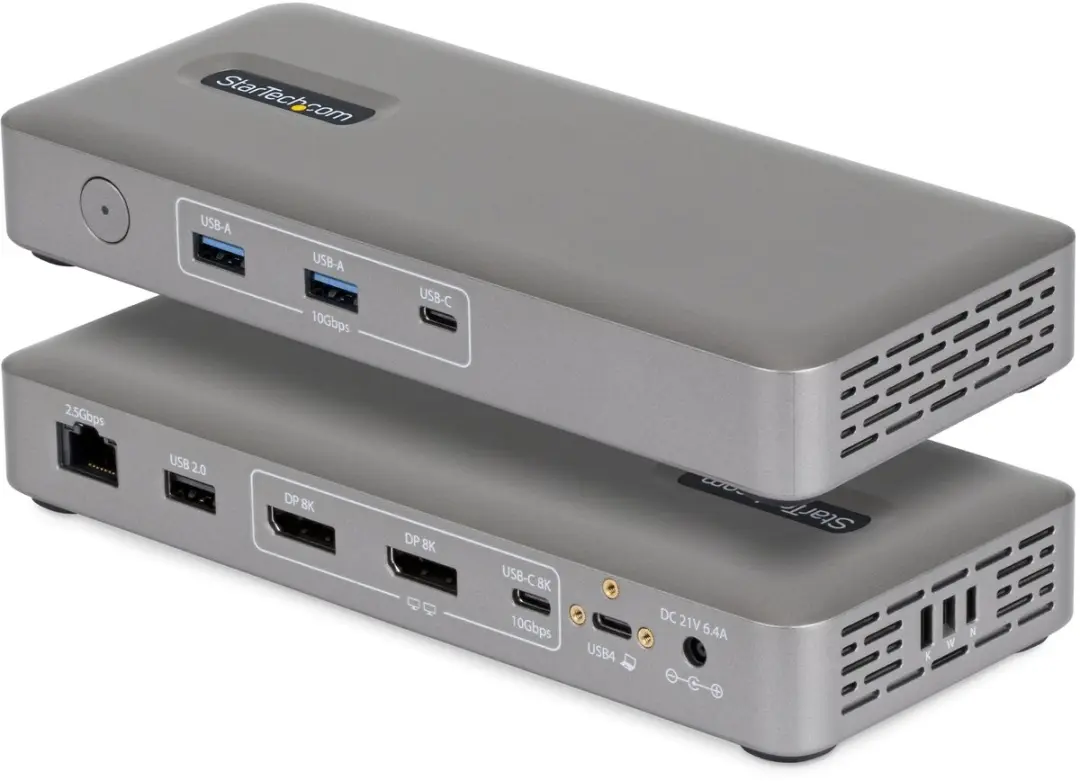 Startech 208UE-USB4-DOCK USB4 Docking Station - Dual 4K - 100W - 2.5GbE - Grijs