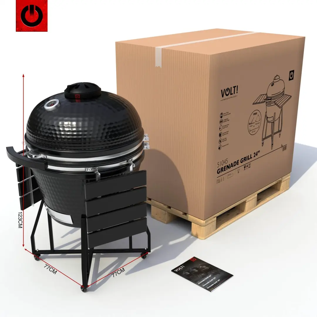 Volt! BBQ 24 Inch Houtskoolbarbecue 63cm - Zwart/Zilver