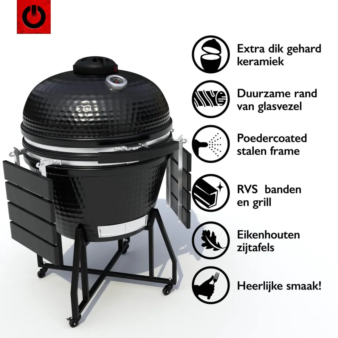 Volt! BBQ 24 Inch Houtskoolbarbecue 63cm - Zwart/Zilver
