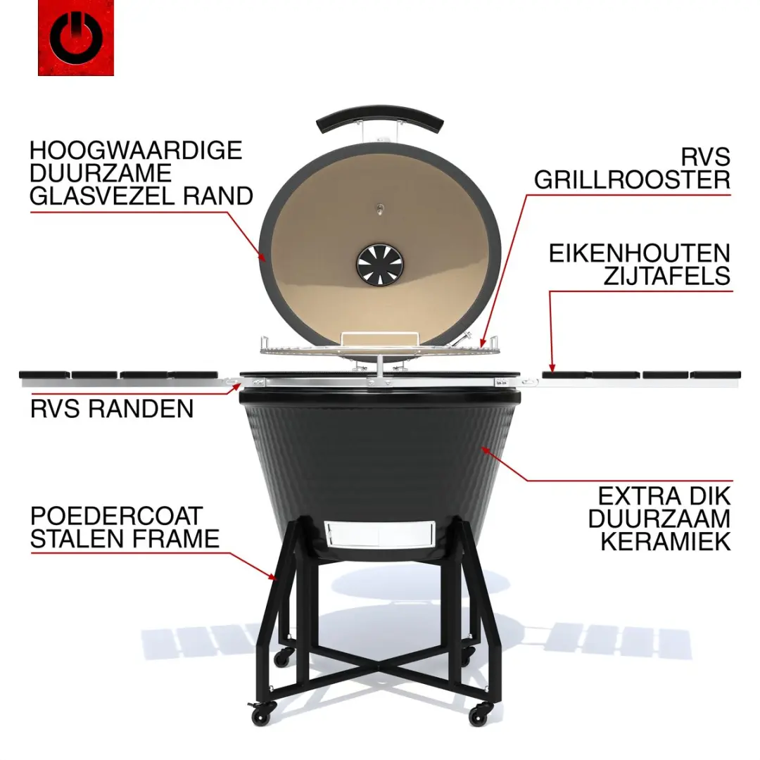 Volt! BBQ 24 Inch Houtskoolbarbecue 63cm - Zwart/Zilver