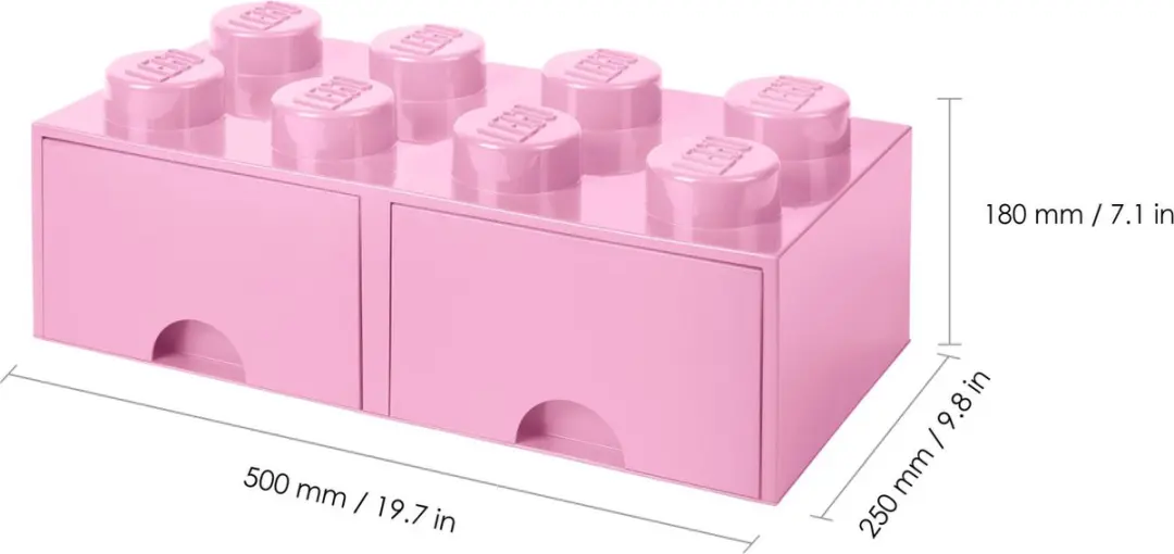 Opberglade Brick 8, Lichtroze - LEGO