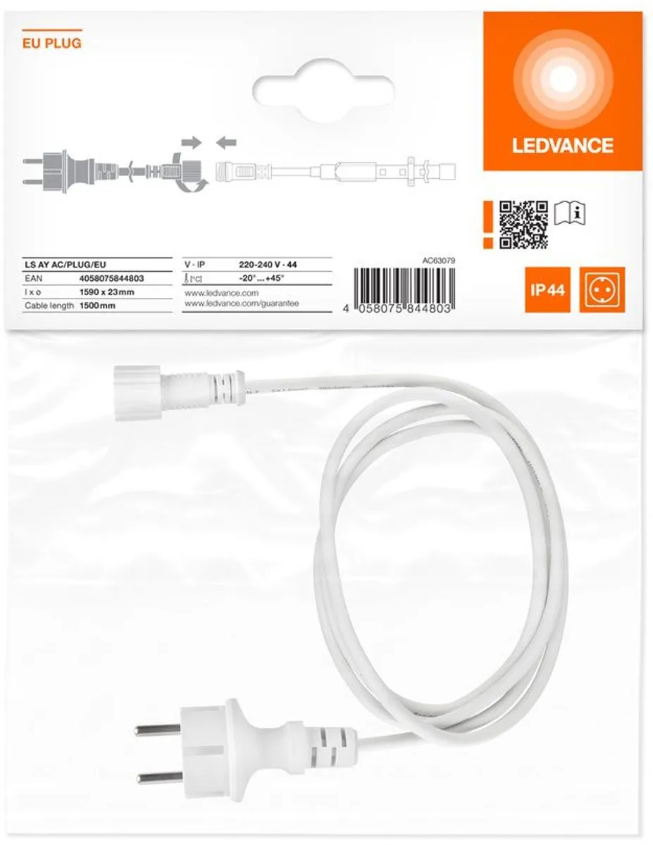 LEDVANCE Stekker voor LED-strip 230V - Wit/Grijs/Zwart