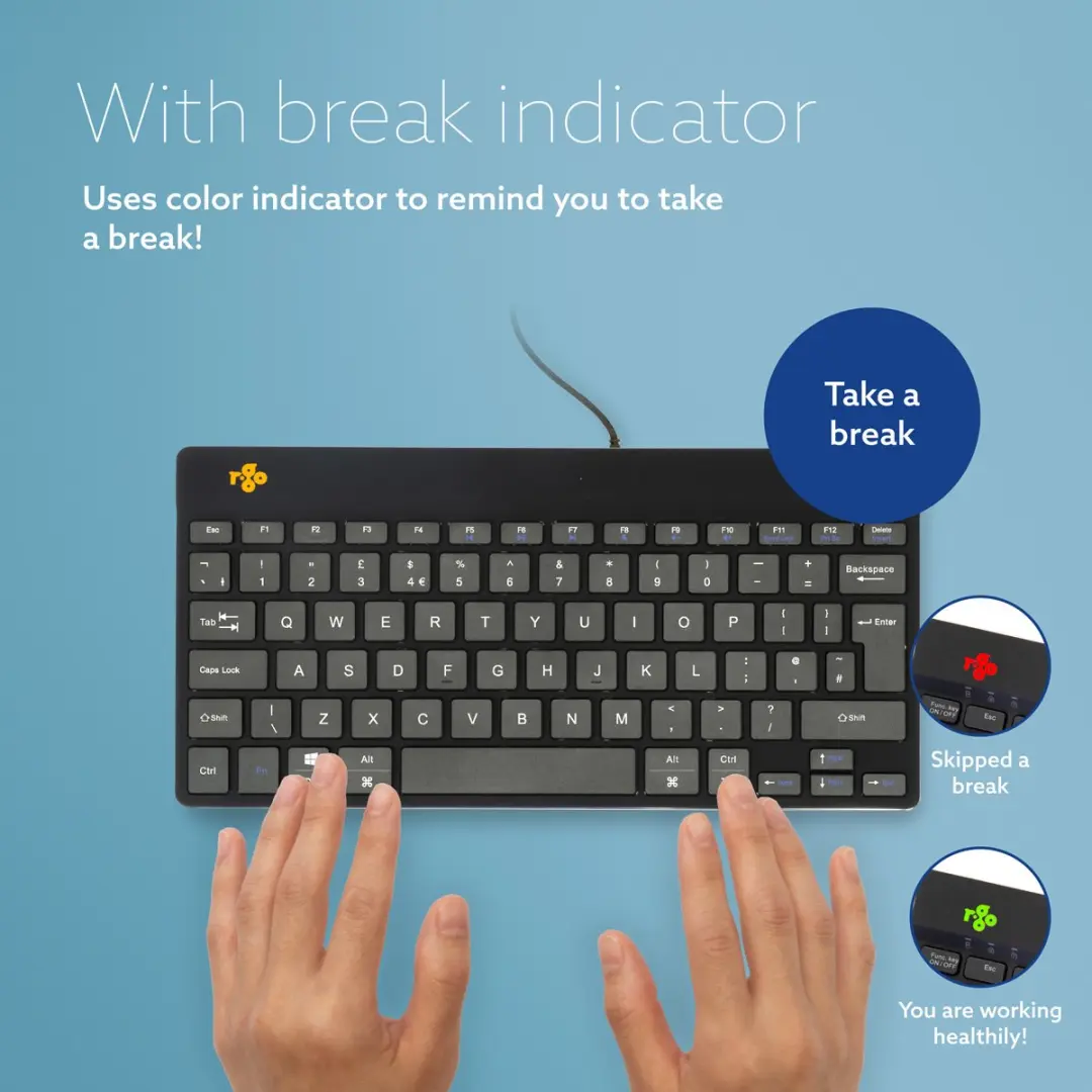 R-Go Compact Break Toetsenbord RGOCOUSWDBL - Zwart - afbeelding 6 van 6
