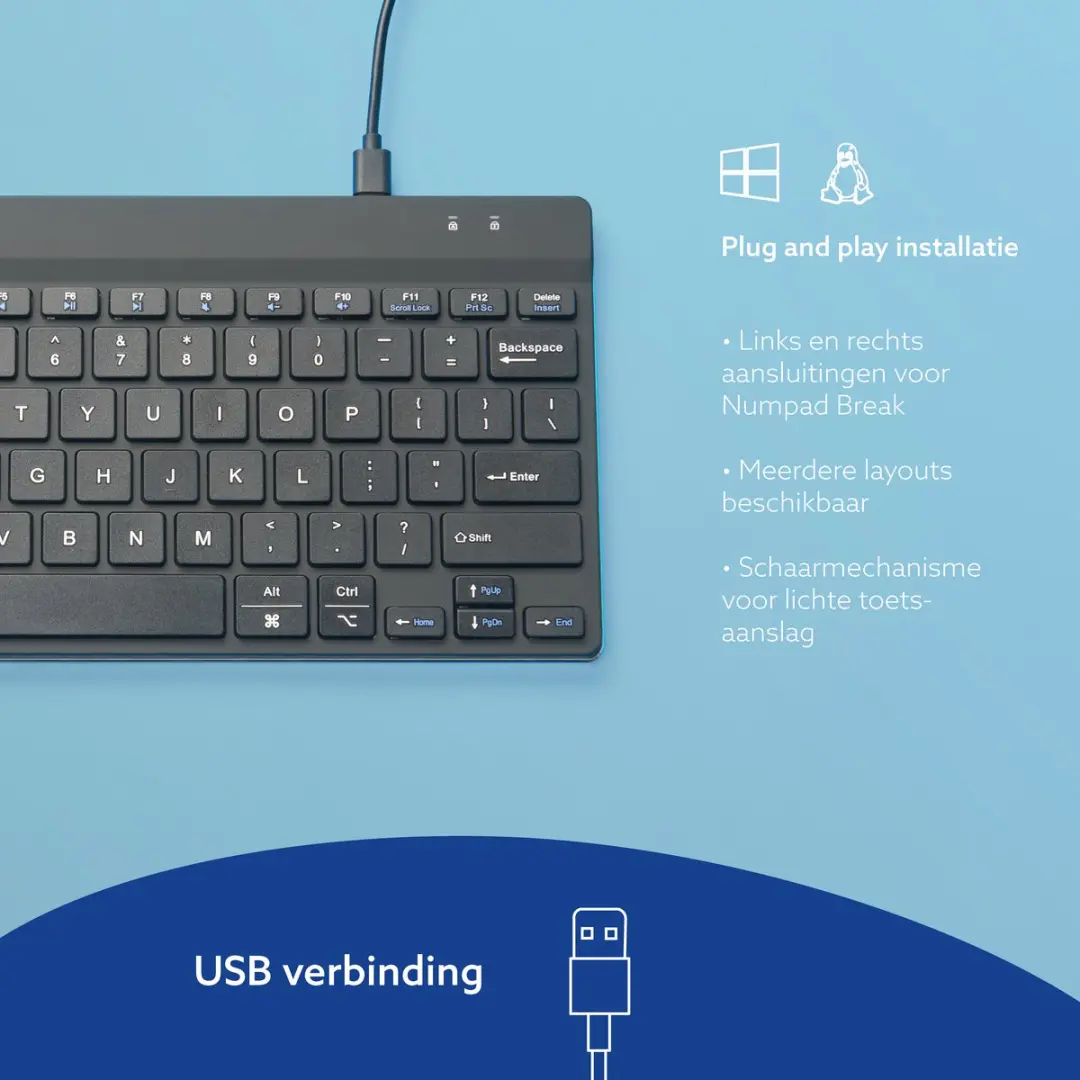 R-Go Compact Break Toetsenbord RGOCOUSWDBL - Zwart