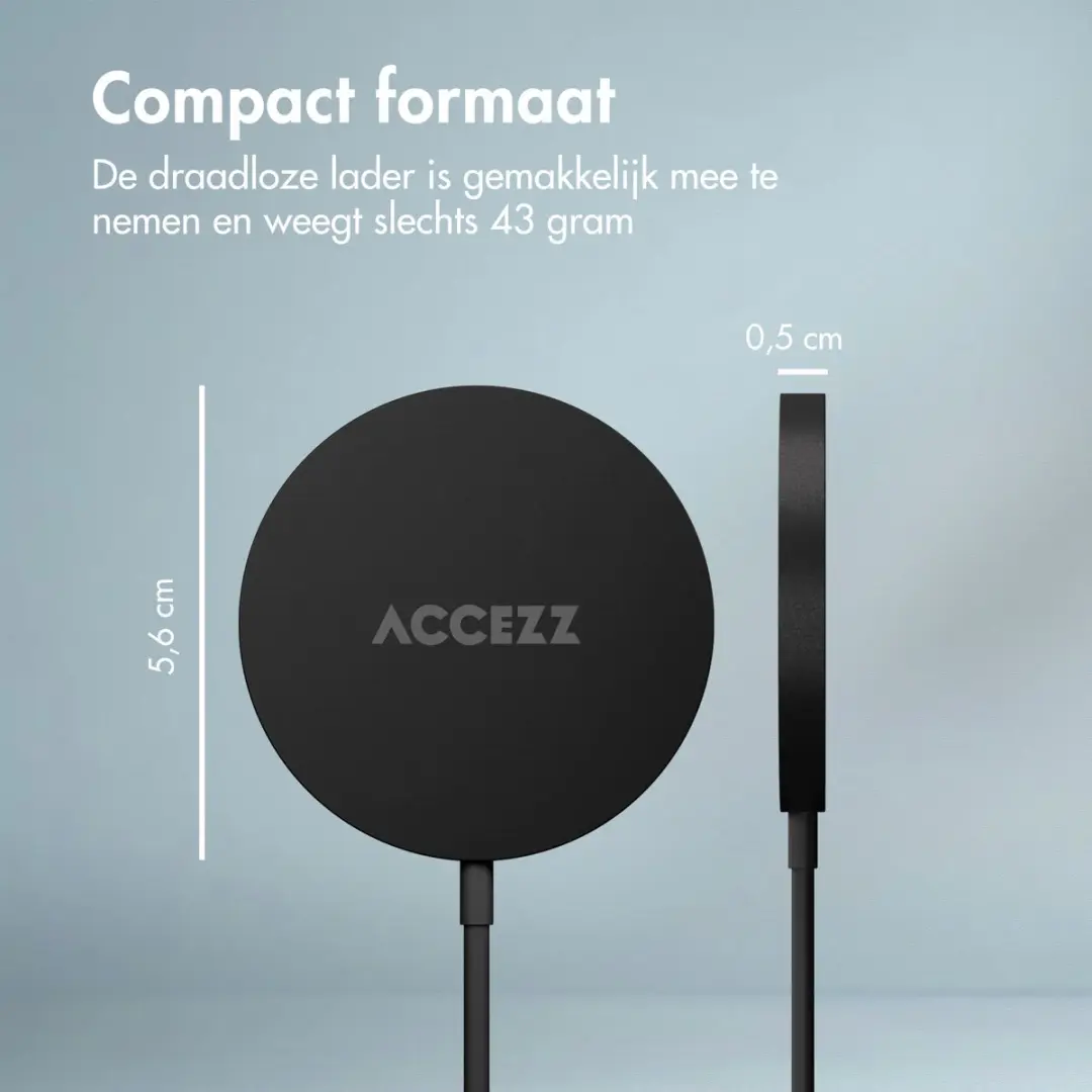 Accezz SH00074080 Draadloze Oplader - MagSafe 15W - USB-C Kabel - Zwart