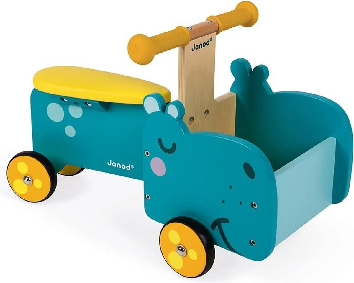 Janod Nijlpaard Ride-On Houten Bakfiets
