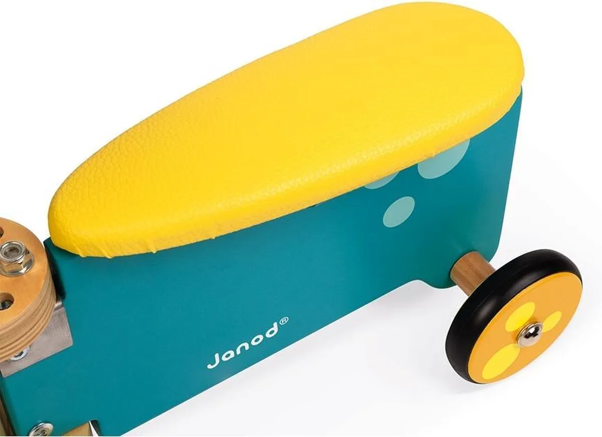 Janod Nijlpaard Ride-On Houten Bakfiets - Turquoise - afbeelding 6 van 6