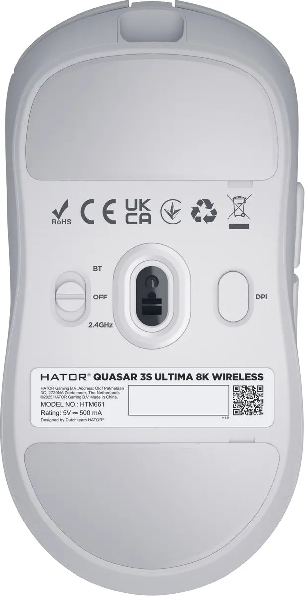 Hator Quasar 3S Ultima HTM661 Gamingmuis - 30.000 DPI - Wit