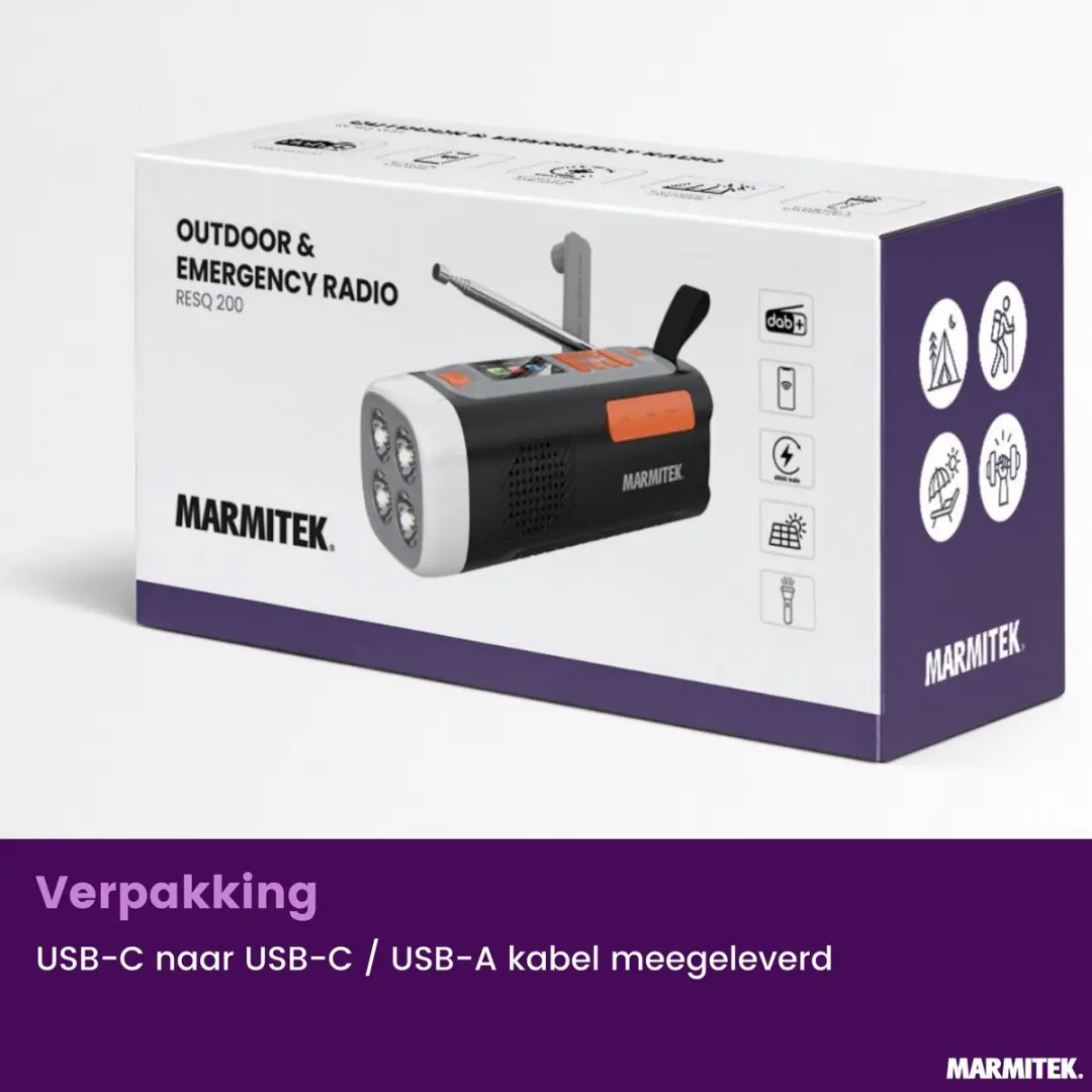 Marmitek RESQ 200 Noodradio - DAB+ Powerbank 4500mAh - Waterbestendig