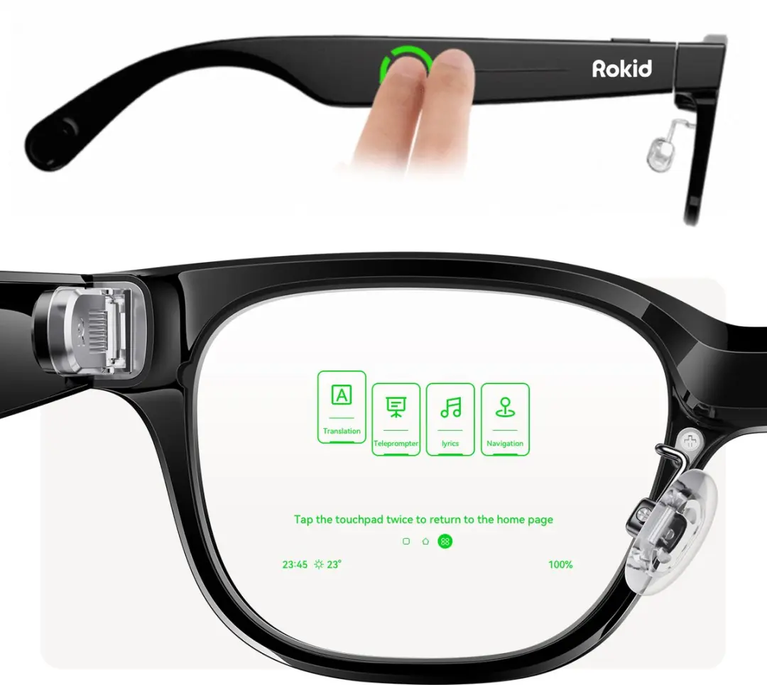 Rokid Glasses AR Slimme Bril RV101 - 12MP AI Vertaling - 6u Batterij - Zwart