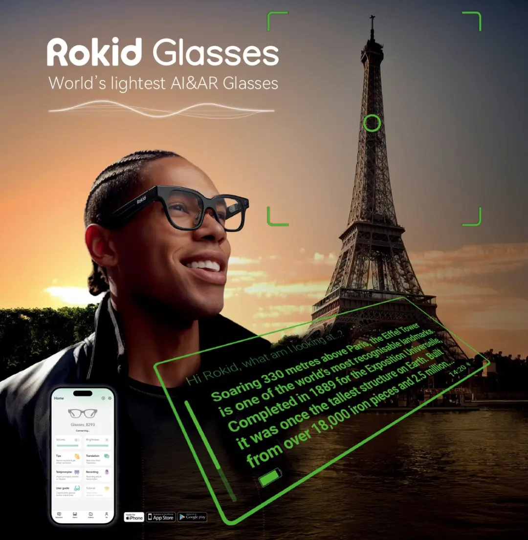 Rokid Glasses AR Slimme Bril RV101 - 12MP AI Vertaling - 6u Batterij - Zwart