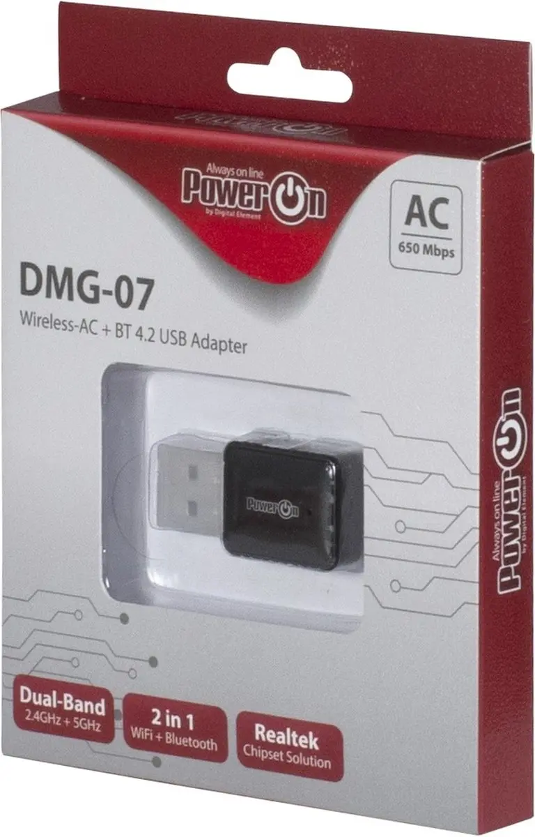 Intertech DMG-07 WLAN/Bluetooth Adapter 650 Mbit/s - Zwart
