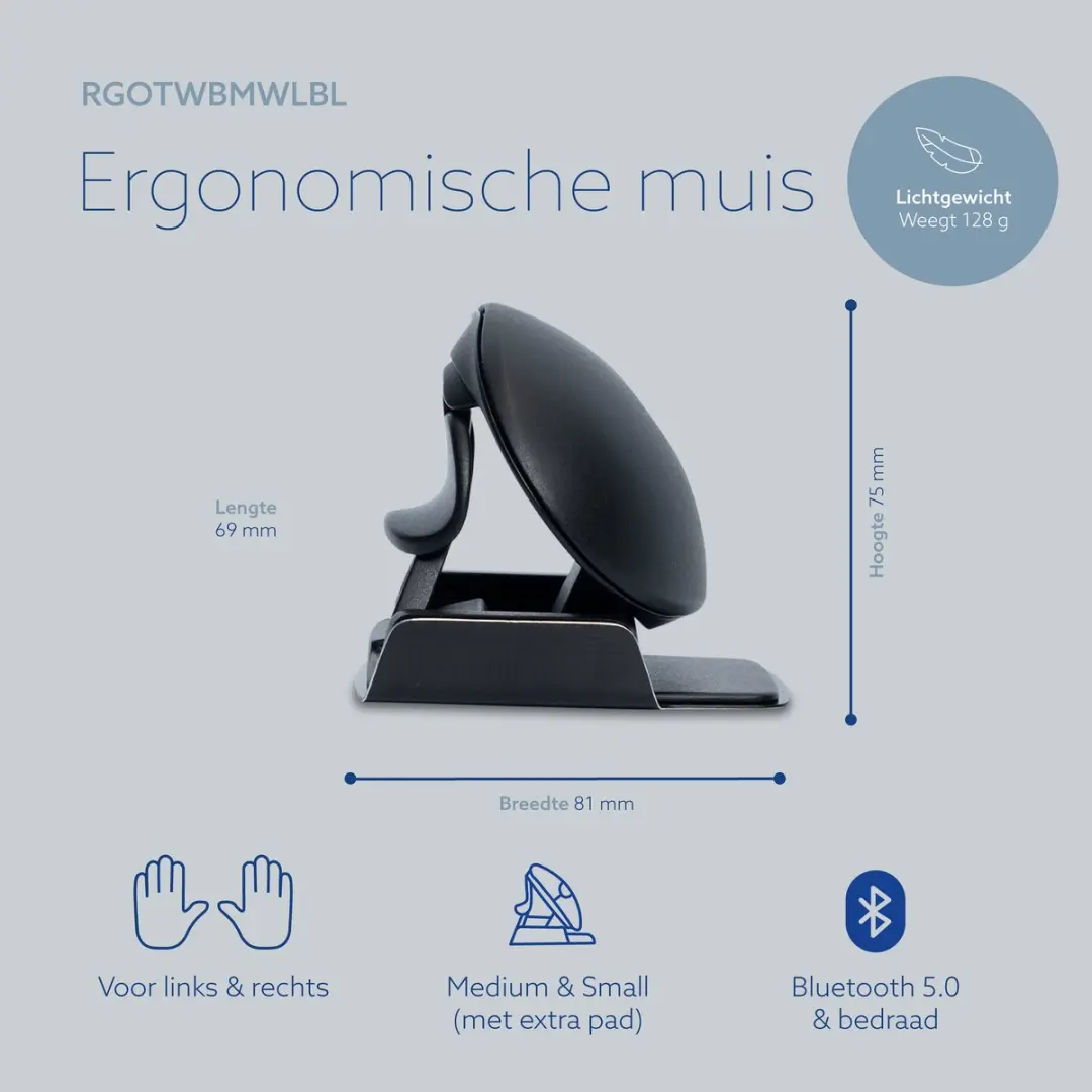 R-Go HE Twister Ambidexter Muis RGOTWBMWLBL - Zwart
