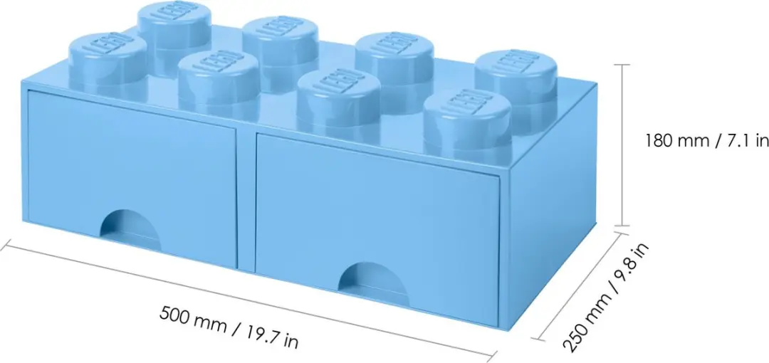 LEGO Brick 8 Opbergbox Blauw - 2 Lades