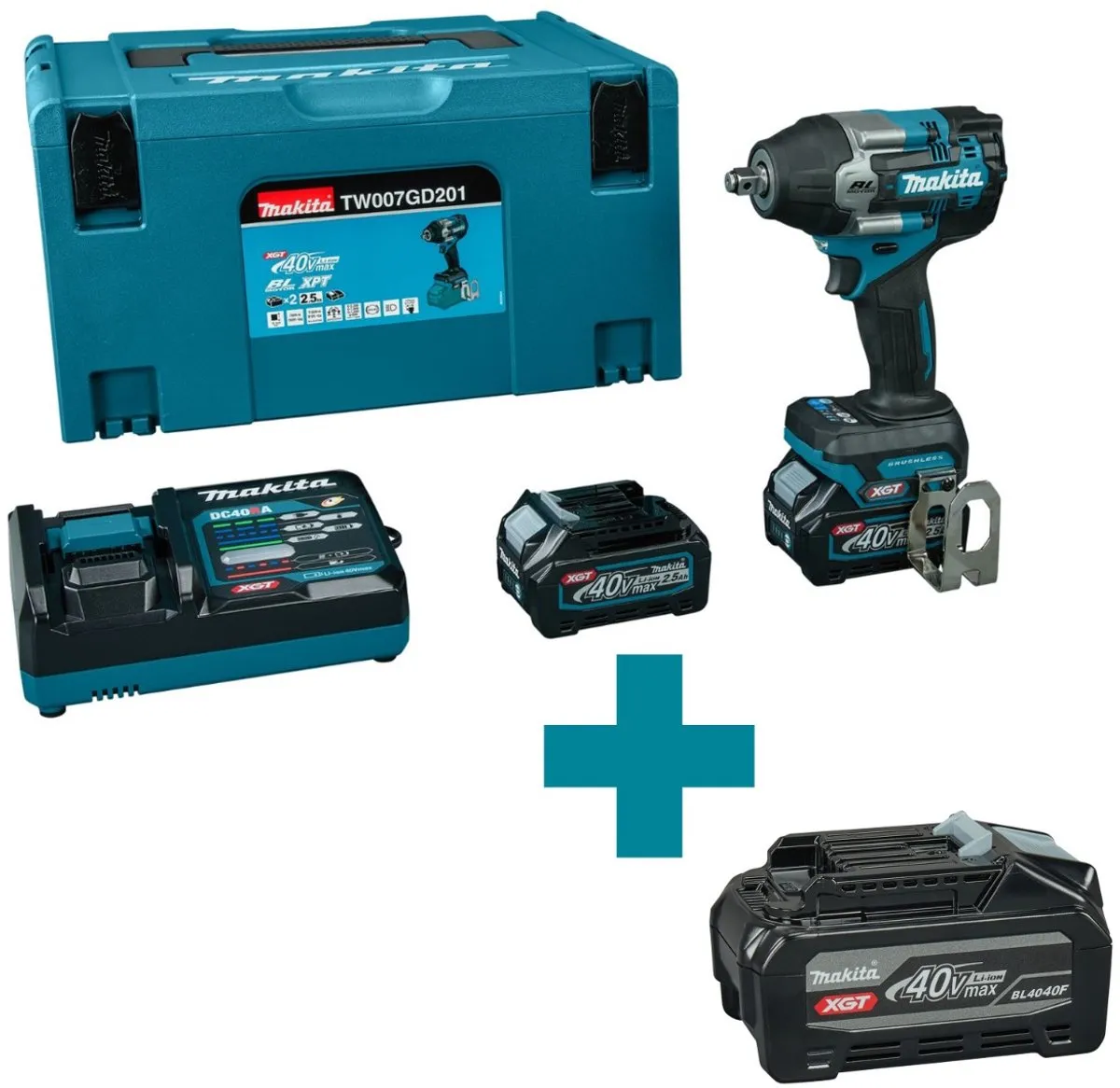 Makita TW007GD201 Accu Slagmoersleutel 760Nm - 2x 2.5Ah