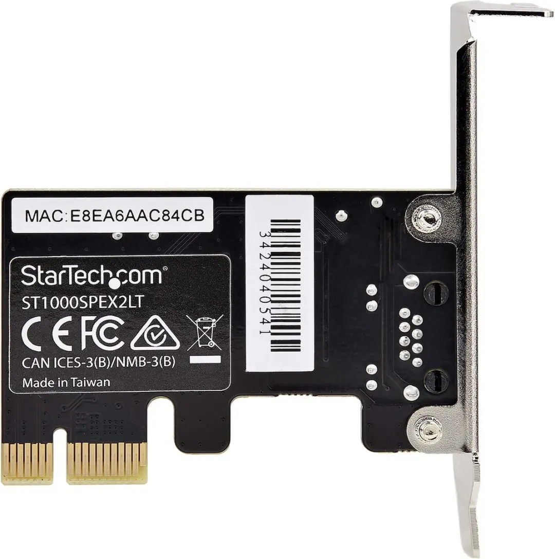 Startech ST1000SPEX2LT PCIe Ethernet Adapter - 1 Poort - 1000Mbps - Zwart