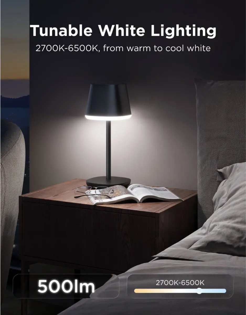 Govee Table Lamp Classic S RGBICWW Oplaadbaar - Zwart