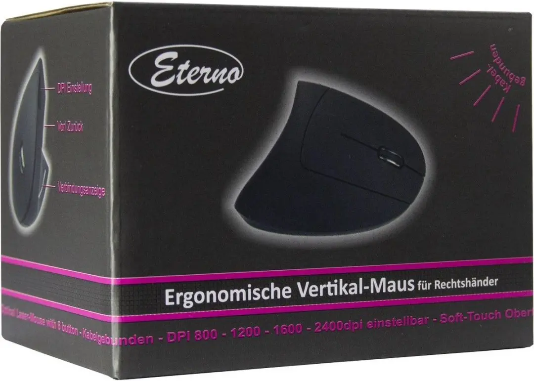 Intertech KM-206WR Muis - 2400 DPI - Rechtshandig - Zwart/Blauw