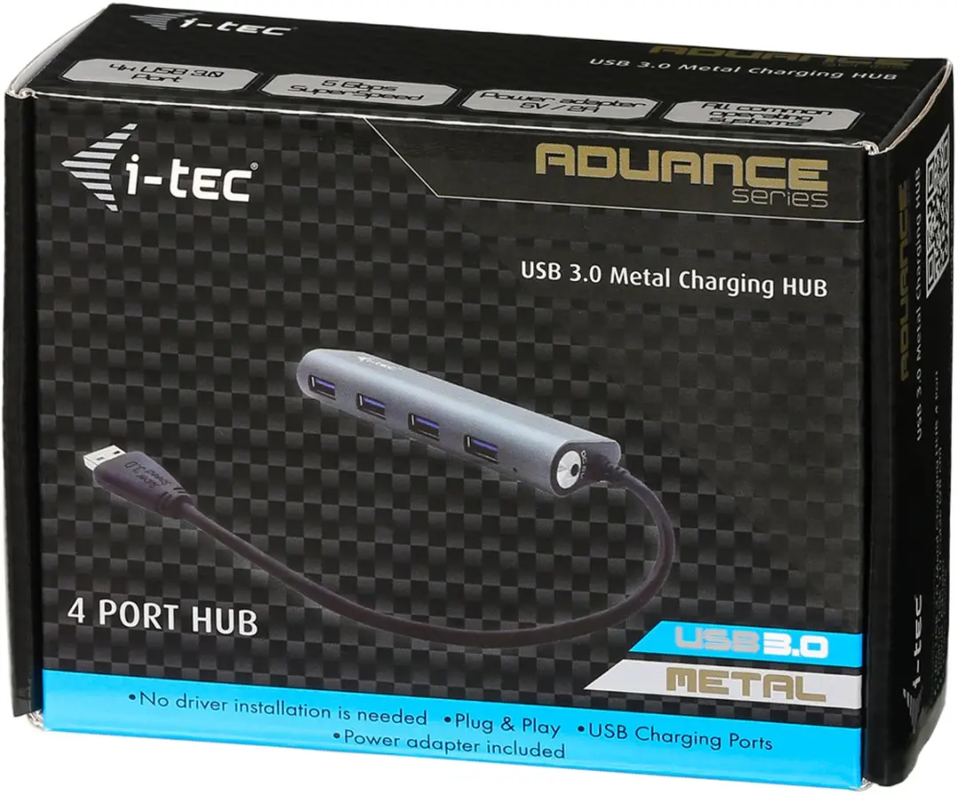 I-tec U3HUB448 USB Hub 4 Poorten - Grijs