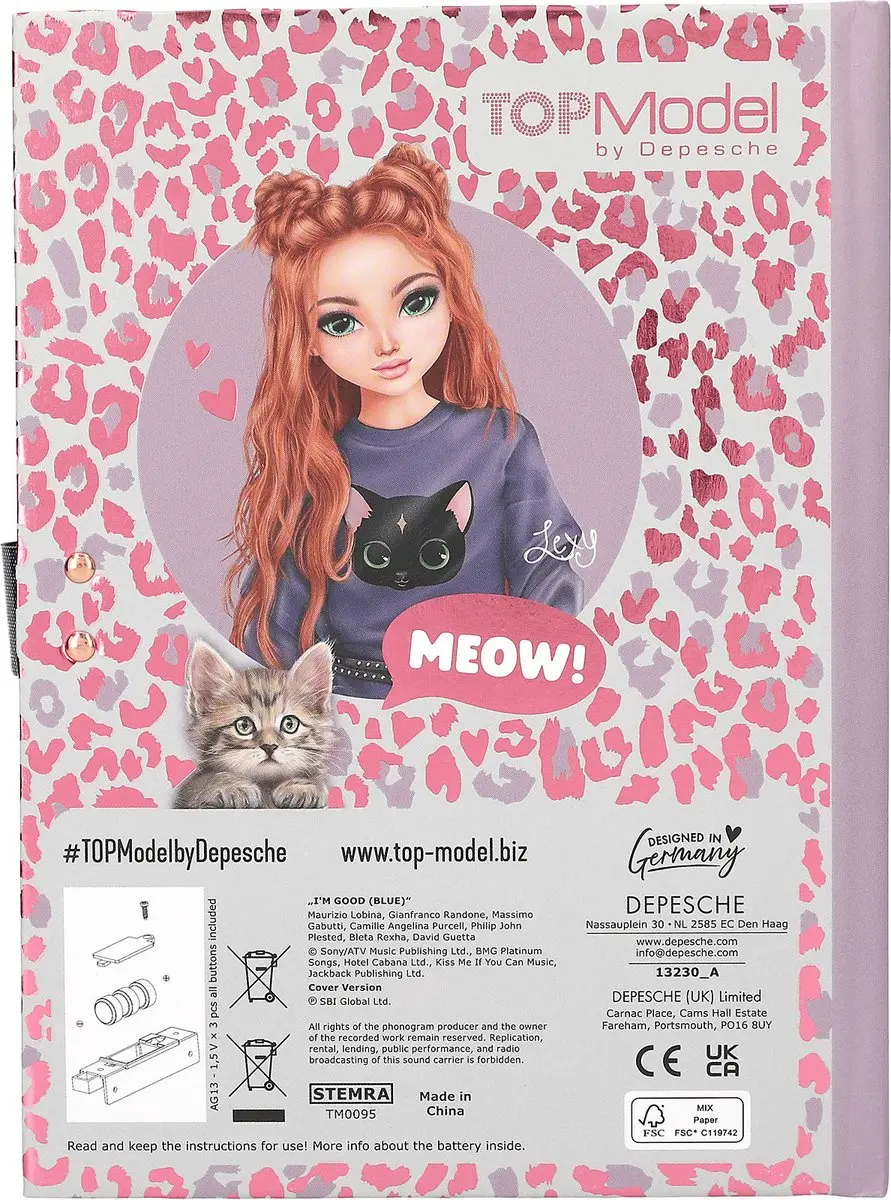 Depesche Rebel KITTY TOPModel Dagboek - 80 Pagina's - Multicolor