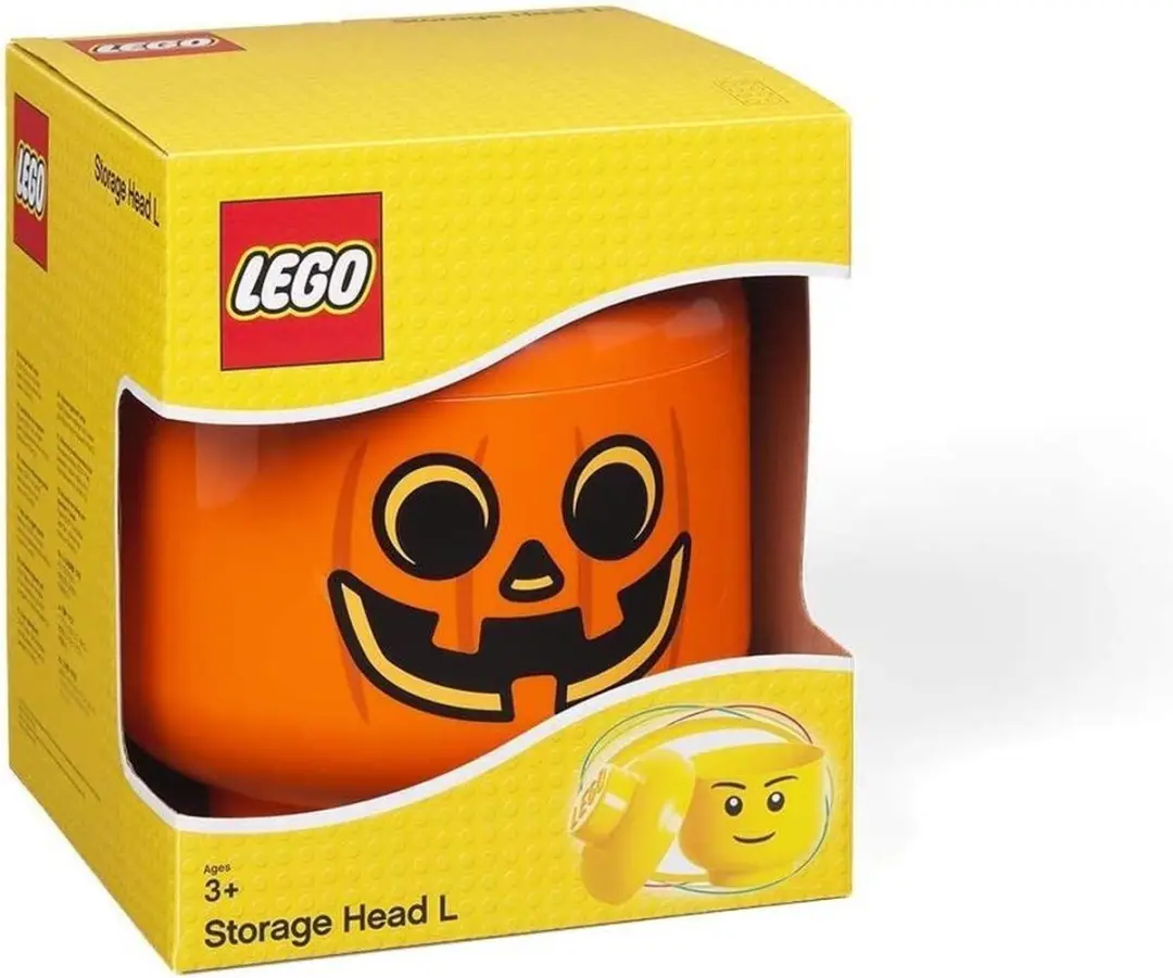 LEGO Iconic Hoofd Pompoen Opbergbox 24cm - Oranje