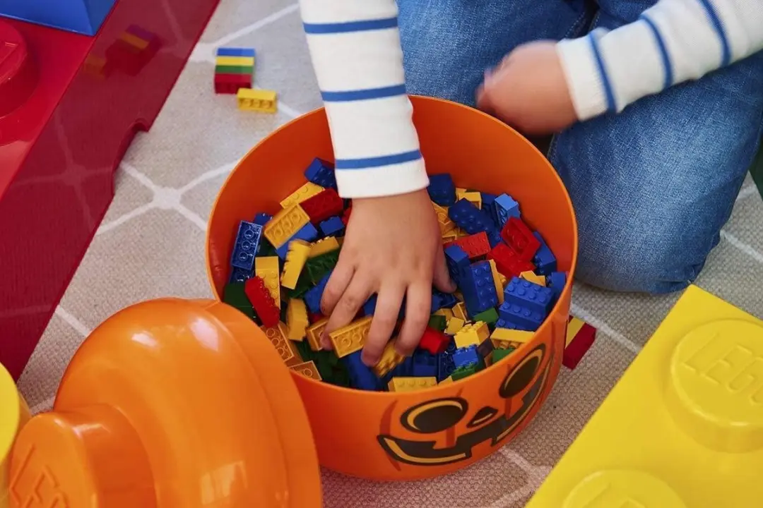 LEGO Iconic Hoofd Pompoen Opbergbox 24cm - Oranje