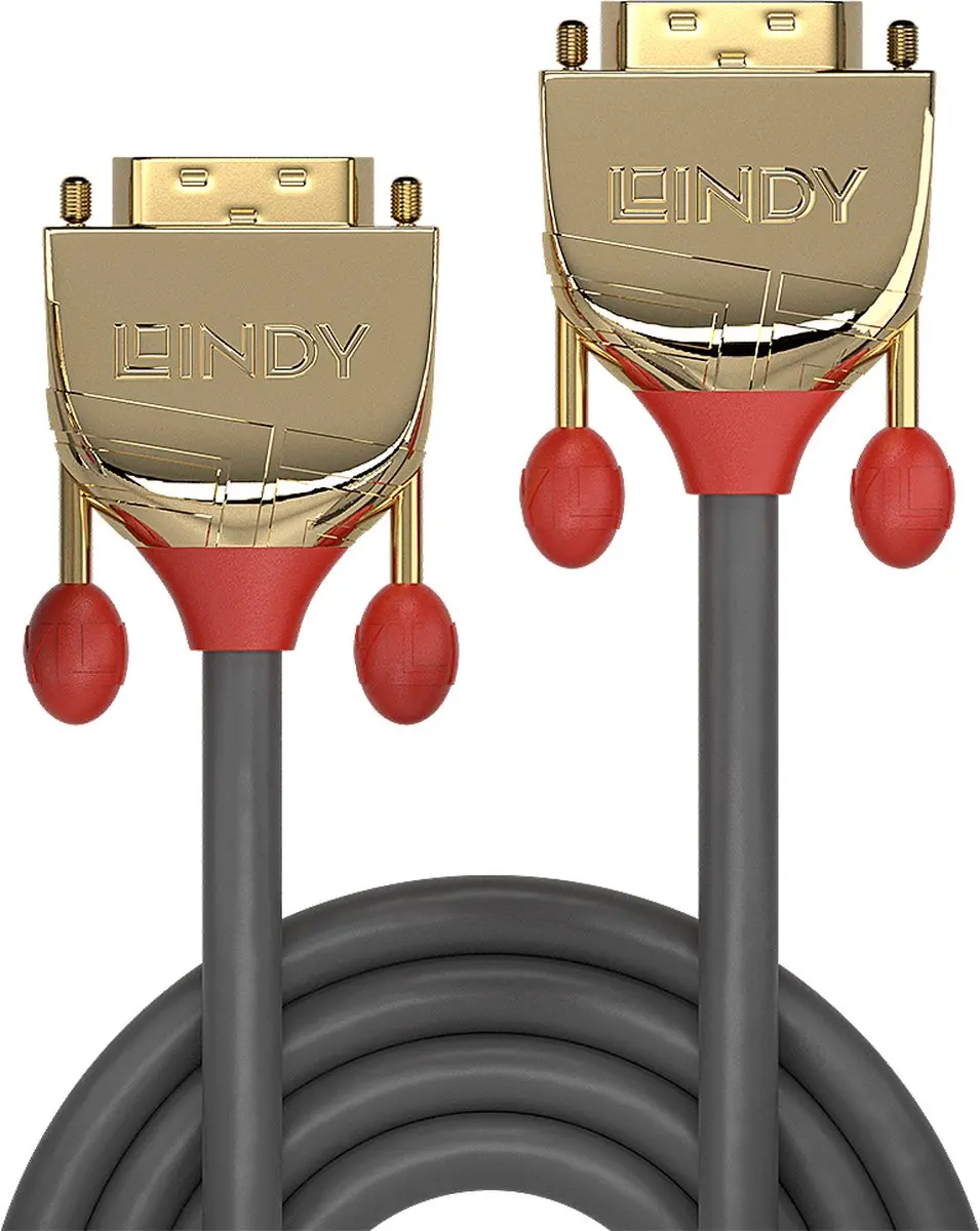 Lindy 36217 DVI-D Kabel 20m - Goud/Grijs