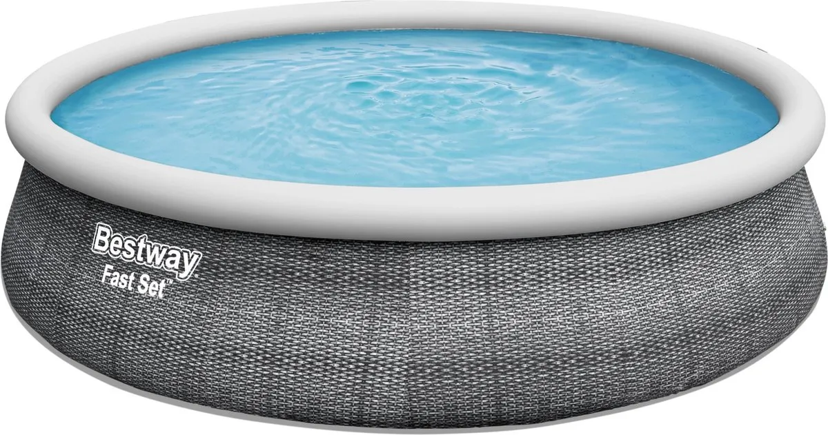 Bestway Easy Pool Set 457x107cm - Pomp - Rattan Look - Grijs