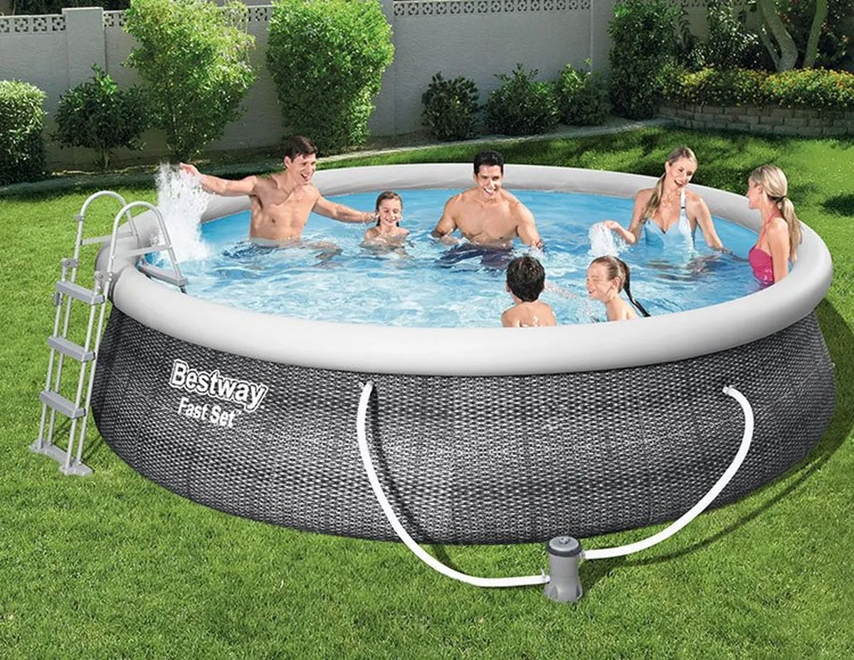 Bestway Easy Pool Set 457x107cm - Pomp - Rattan Look - Grijs - afbeelding 6 van 6
