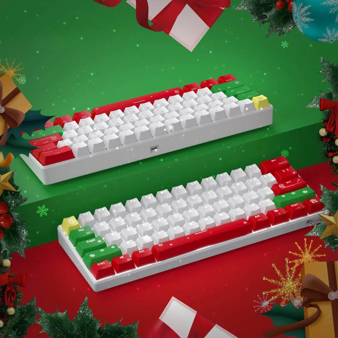 Royal Kludge RK61 Kerst Editie Mechanisch Gamingtoetsenbord - 61 Toetsen - RGB - Rode Schakelaars - Transparant