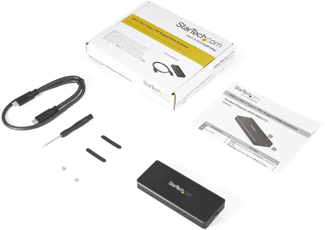 Startech M2E1BRU31C M.2 NVMe SSD Behuizing - USB-C - Zwart