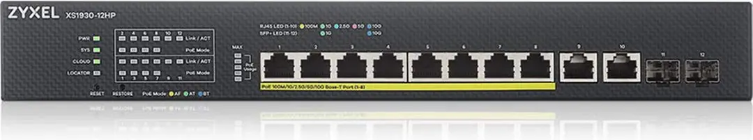 Zyxel XS1930-12HP-ZZ0101F Managed L3 Switch 10G PoE - 12 Poorten - Zwart - afbeelding 6 van 6