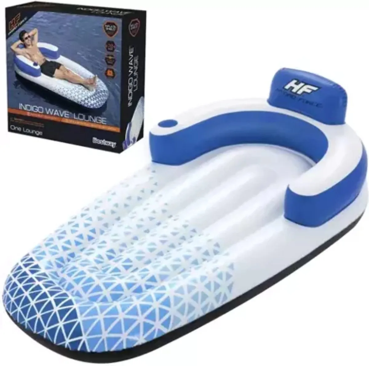 Bestway Hydro Force Drijvend Loungebed Float Ligbed 191x107cm - Blauw/Wit