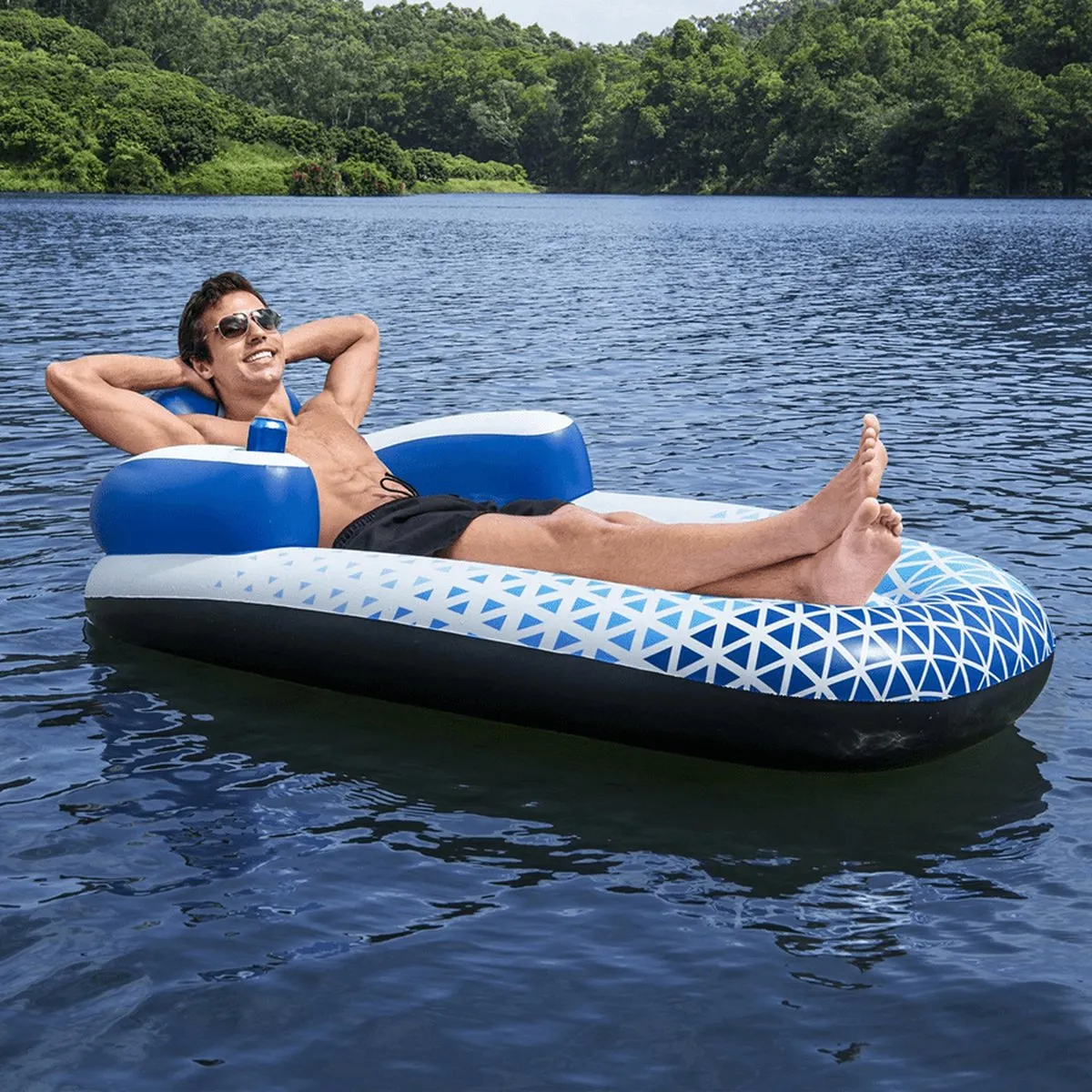 Bestway Hydro Force Drijvend Loungebed Float Ligbed 191x107cm - Blauw/Wit